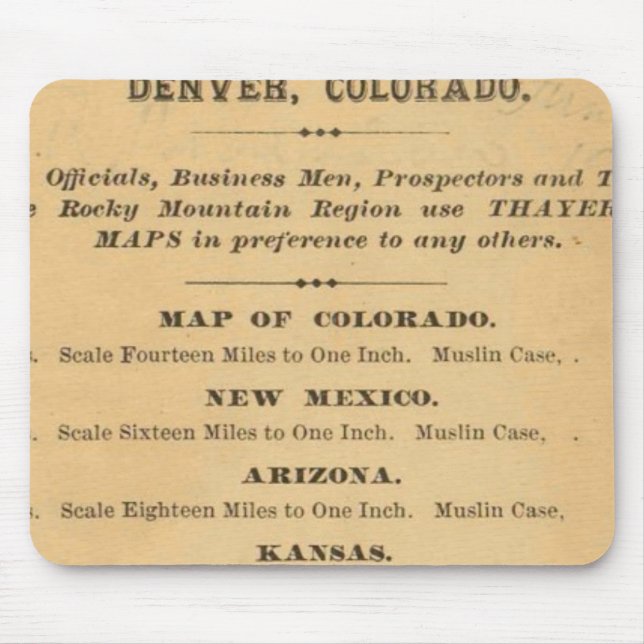 Thayer's map of Colorado Mouse Pad (Front)