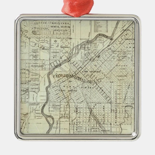 Thayer's Map of Denver Colorado Metal Ornament (Front)