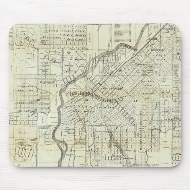 Thayer's Map of Denver Colorado Mouse Pad (Front)