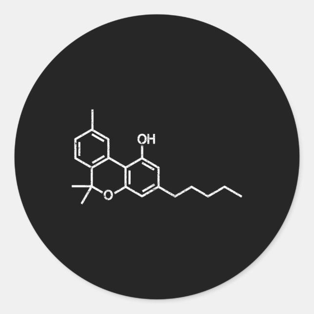 Thc Molecule Tetrahydro Chemical Structure Classic Round Sticker (Front)