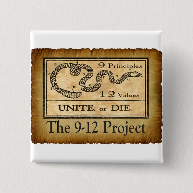 the912project.com unite or die 2 inch square button (Front)