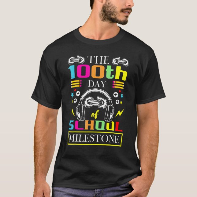 The 100th Day Of School Milestone Game Player Kid  T-Shirt (Front)