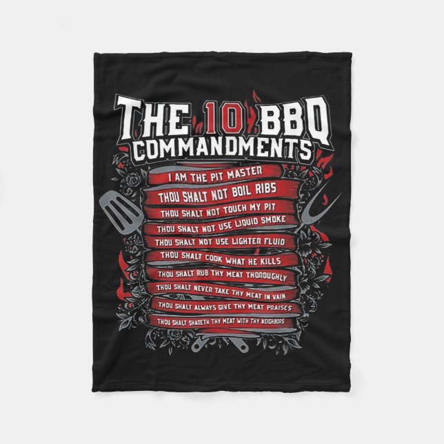 The 10 Bbq Commandments  Fleece Blanket (Front)