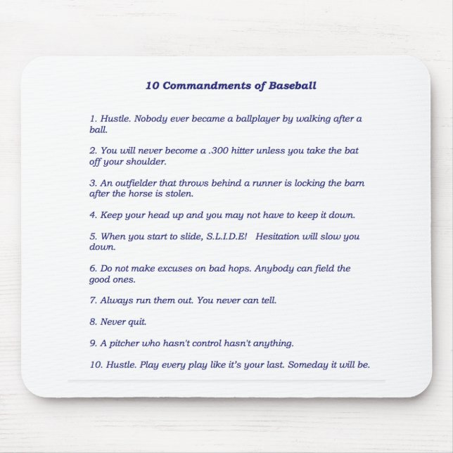 The 10 Commandments of Baseball Mouse Pad (Front)