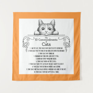 The 10 Commandments of Cats Funny Tapestry