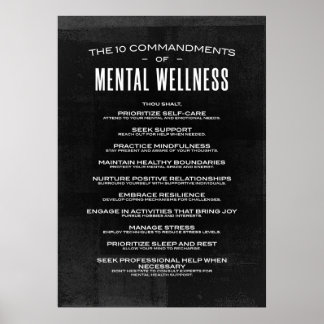 The 10 Commandments of Mental Wellness Poster