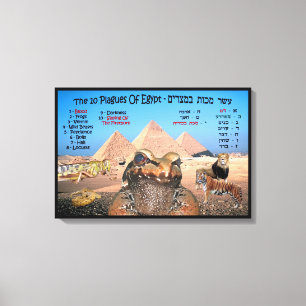 The 10 Plagues Of Egypt - English & Hebrew Canvas Print