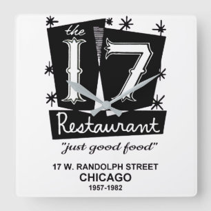 The 17 Restaurant, Chicago, IL Square Wall Clock
