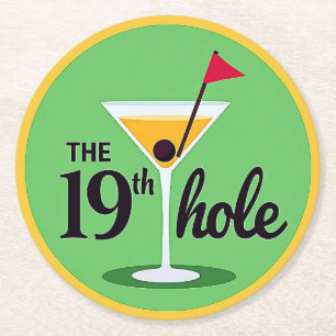 The 19th Hole Golf Humour Design Round Paper Coaster