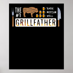 The 1 Rare Medium Well Grillfather BBQ Lovers Poster