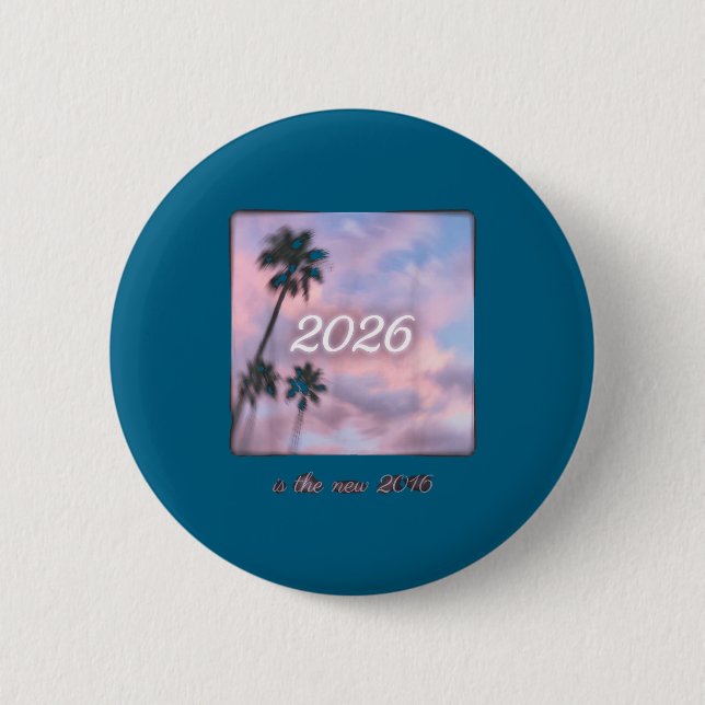 The 2016 Retro Palm Tree Sunset 2 Inch Round Button (Front)