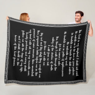 The 23rd Psalm Black with White Hand Lettered Fleece Blanket