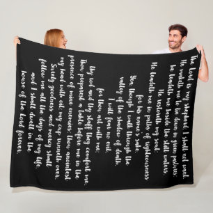 The 23rd Psalm Black with White Trendy Typography Fleece Blanket