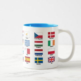 The 28 EU countries' national flags Two-Tone Coffee Mug