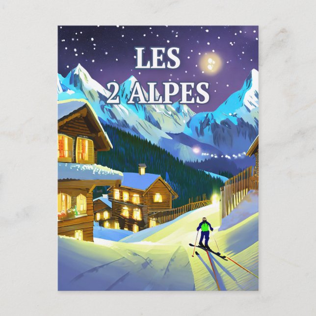 The 2 Alps: Montagnard Sparkling, Winter Adventure Postcard (Front)
