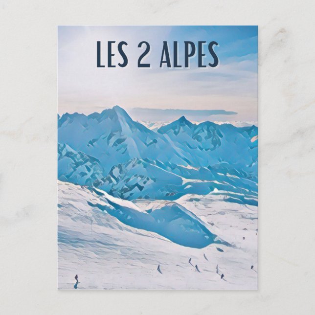 The 2 Alps Ski resort Postcard (Front)