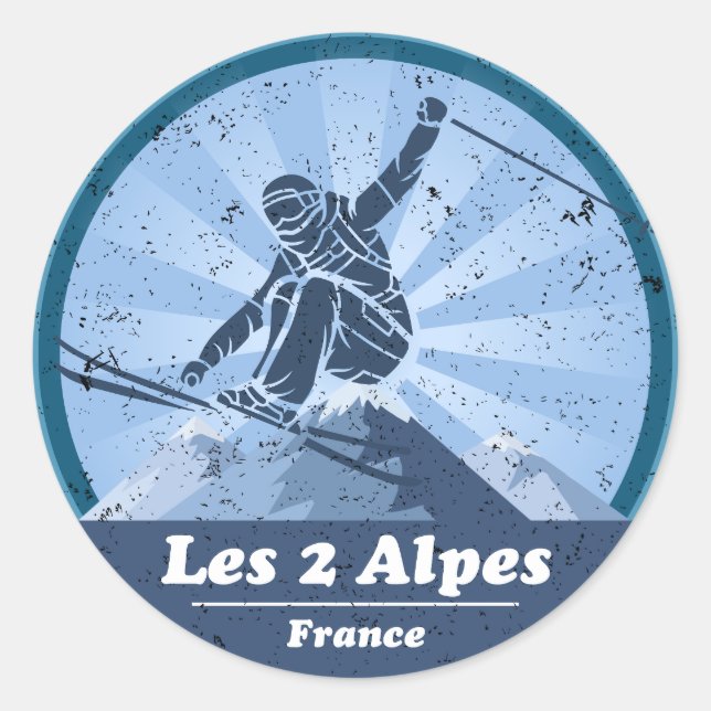 The 2 Alps Ski - Ski resort Classic Round Sticker (Front)