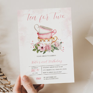 Thé 2 Anniversaire Floral Invitation