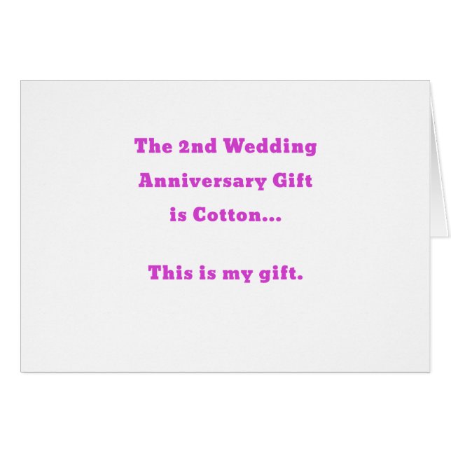 The 2nd Wedding Anniversary Gift is Cotton This (Front Horizontal)