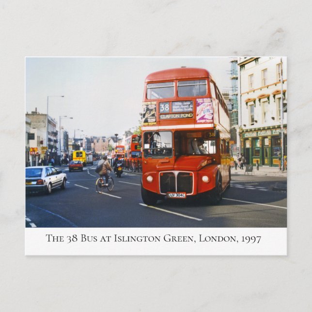 The 38 Bus at Islington Green in Spring 1997 Postcard (Front)