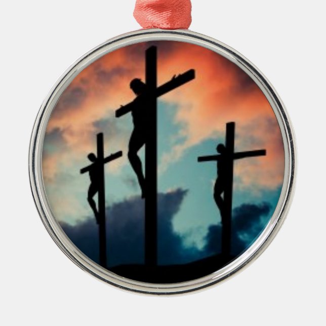 The 3 Crosses Jesus Christmas Tree Ornament (Front)