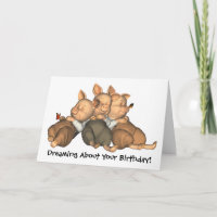 The 3 Little Pigs Dreaming Birthday Card