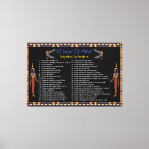 The 42 Laws Of Maat - Negative Confessions Canvas Print