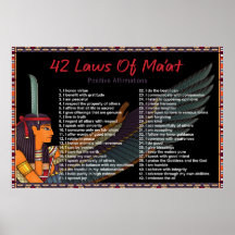 The 42 Laws Of Maat - Positive Affirmations Poster