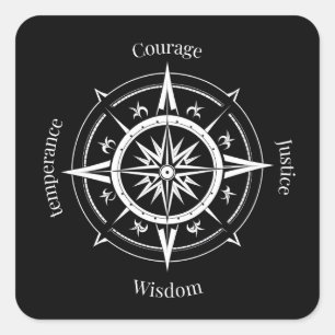 The 4 Stoic Virtues Compass Square Sticker