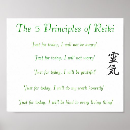 The 5 Principles of Reiki Poster Zazzle.ca