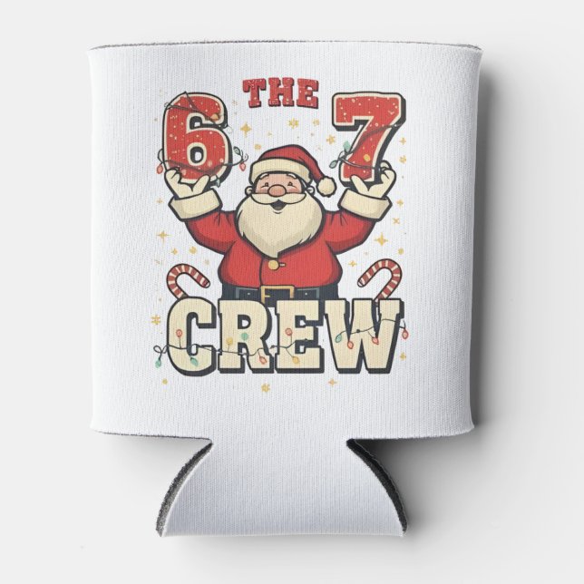 The 6 7 Crew Funny Santa Christmas Meme  Can Cooler (Front)