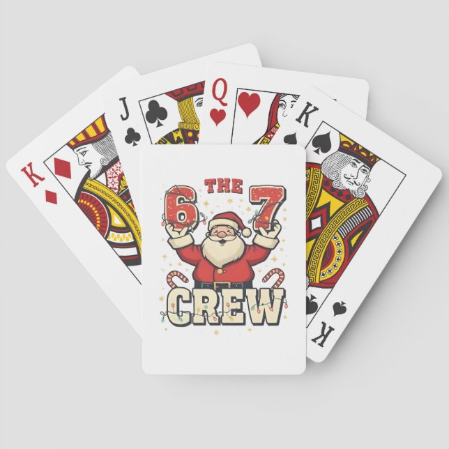The 6 7 Crew Funny Santa Christmas Meme  Playing Cards (Back)
