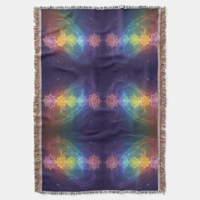 The 7 Chakras'11 Throw Blanket (Front Vertical)
