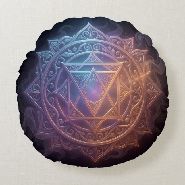 The 7 Chakras'1 Round Pillow (Front)