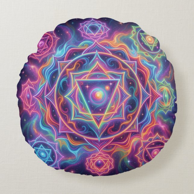 The 7 Chakras´10 Round Pillow (Front)