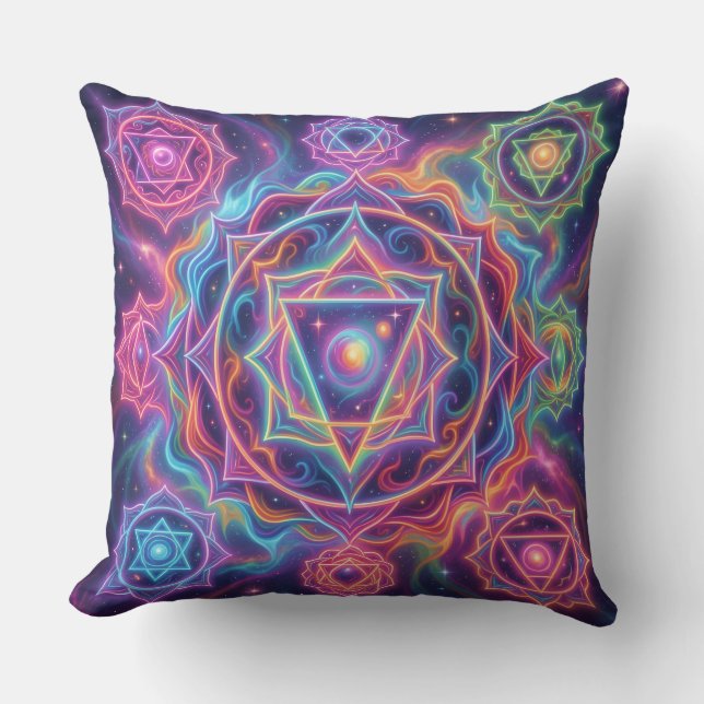 The 7 Chakras´10 Throw Pillow (Front)