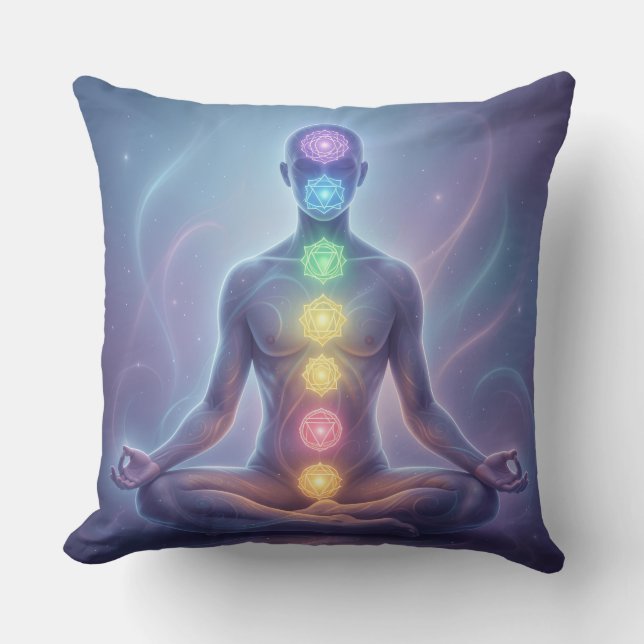 The 7 Chakras´2 Throw Pillow (Front)