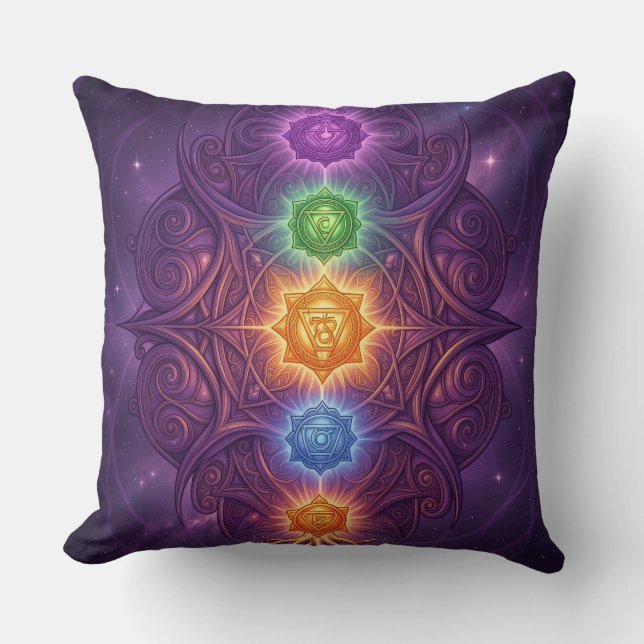 The 7 Chakras´5 Throw Pillow (Front)