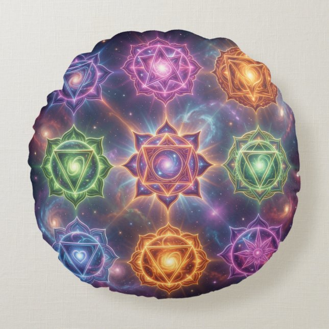 The 7 Chakras´6 Round Pillow (Front)