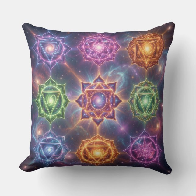 The 7 Chakras´6 Throw Pillow (Front)