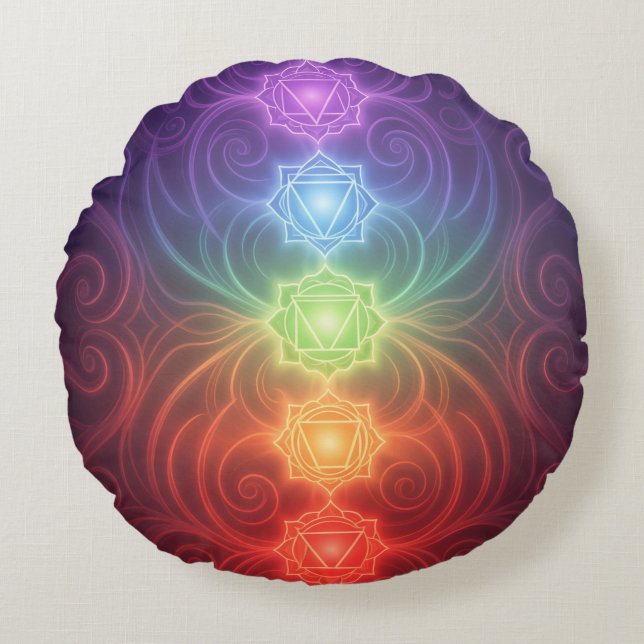 The 7 Chakras´9 Round Pillow (Front)