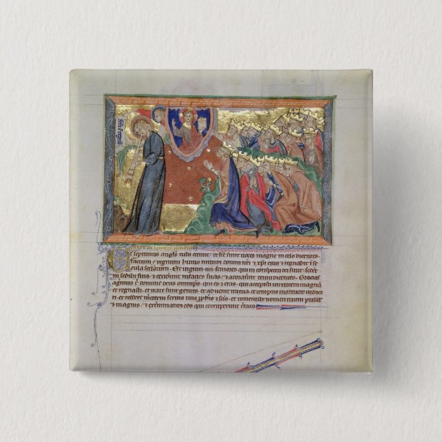 The 7th angel blowing his trumpet 2 inch square button (Front)