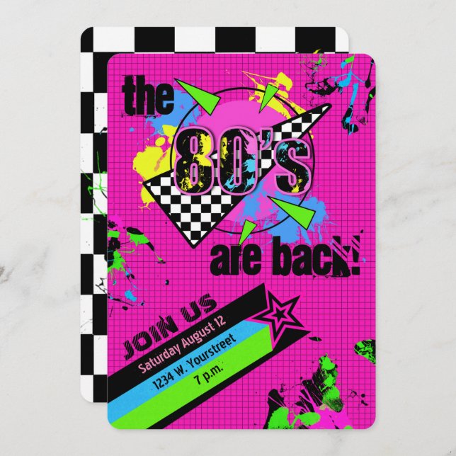 The 80's are Back, Eighties Party Invitation (Front/Back)