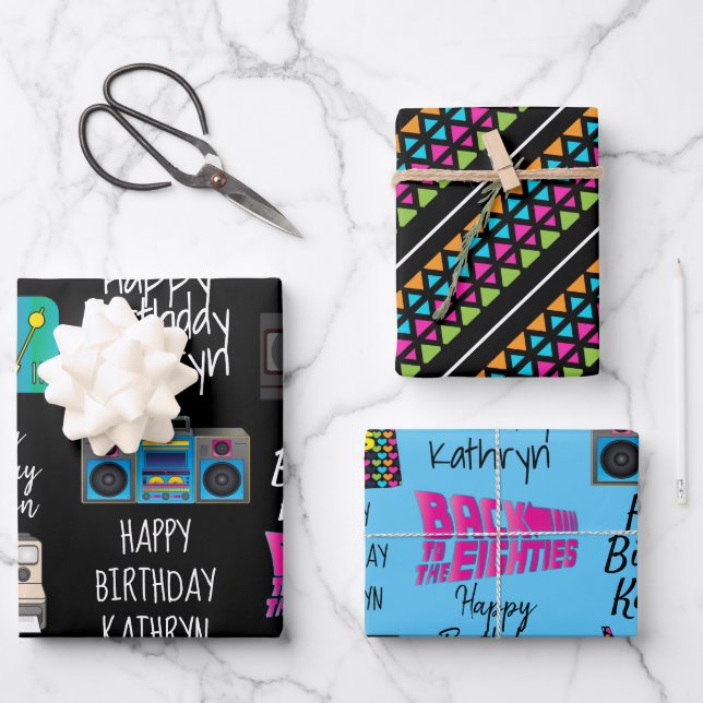 The 80's Personalized Wrapping Paper Sheet (Front)