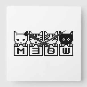THE 8-BIT CATS M30W SQUARE WALL CLOCK