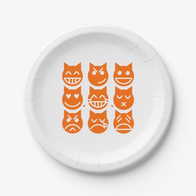 The 9 Lives of the Emoji Cat Paper Plate (Front)