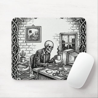 The 9 to 5 Tarot Card | Funny Skeleton Corporate Mouse Pad