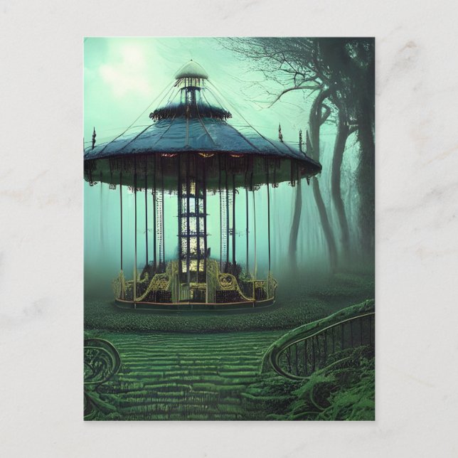 The Abandoned Carousel Digital Art   Postcard (Front)