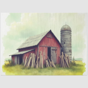 The abandoned old red barn tissue paper
