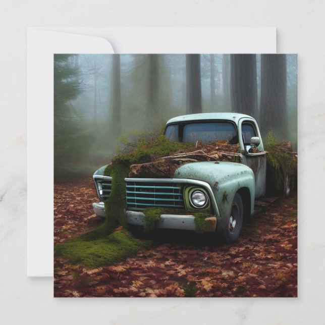 The Abandoned Truck Digital Art Flat Greeting Card (Front)